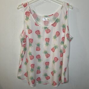 Time Tru Women Tops XXL Size 20 sheer pineapple print shirt
